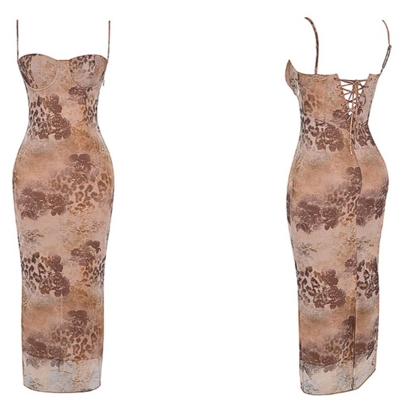 HOUSE OF CB 'Aiza' Cream Floral Print Maxi Dress/Size XS plus cup - Picture 5 of 7